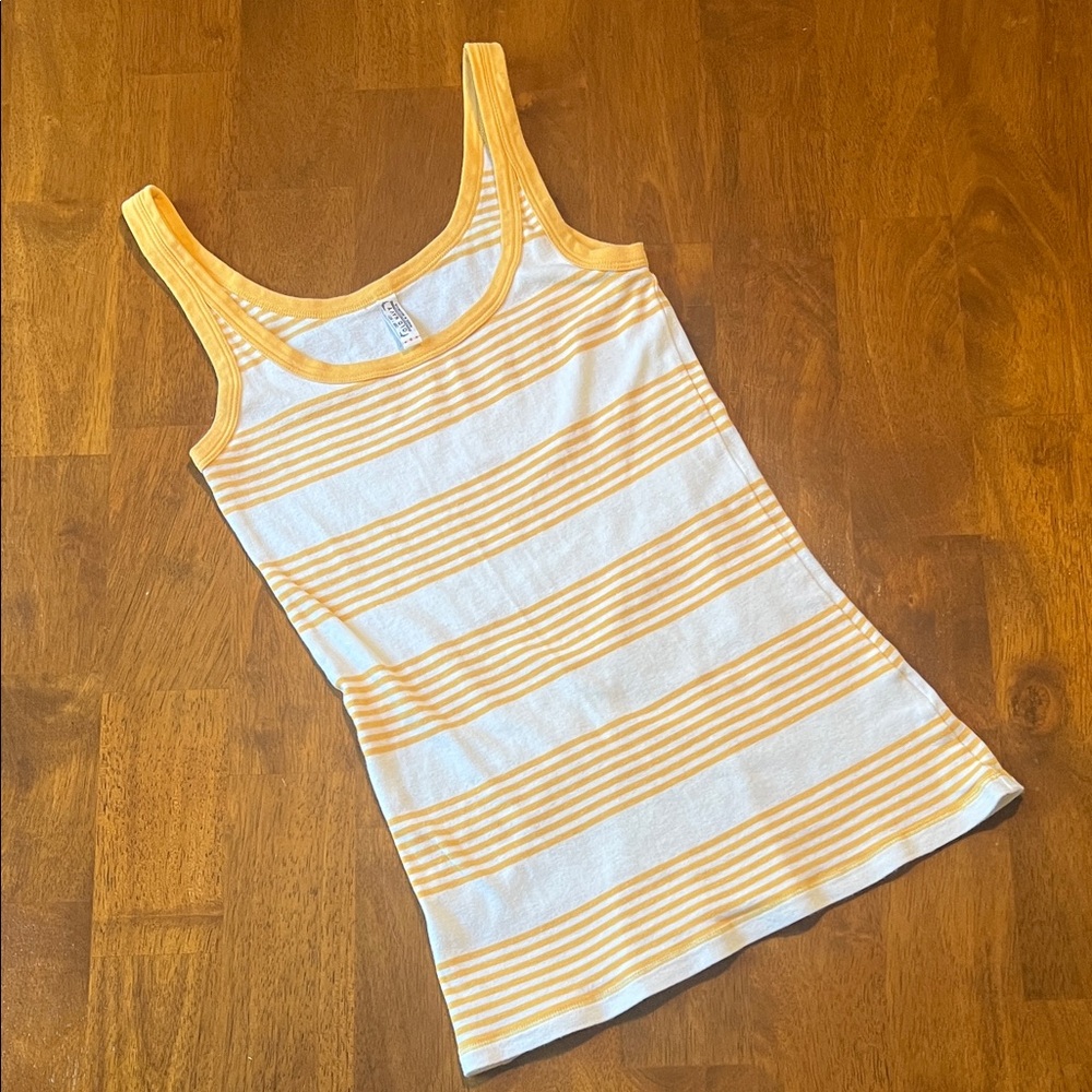 Y2K Old Navy Yellow and White Striped Tank Top Size S